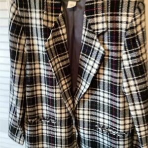 Plaid Women's Jacket - Black and White